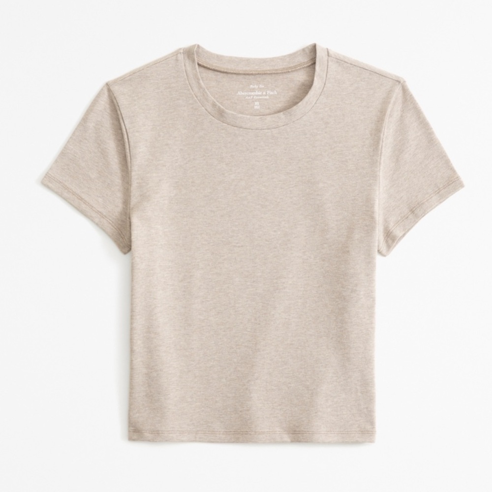 A&F Cotton-Blend Seamless Fabric Baby Tee - Brown, Medium